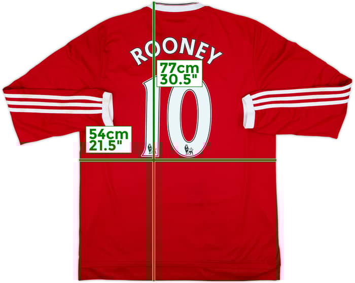 2015-16 Manchester United Home L/S Shirt Rooney #10 - 10/10 - (L)
