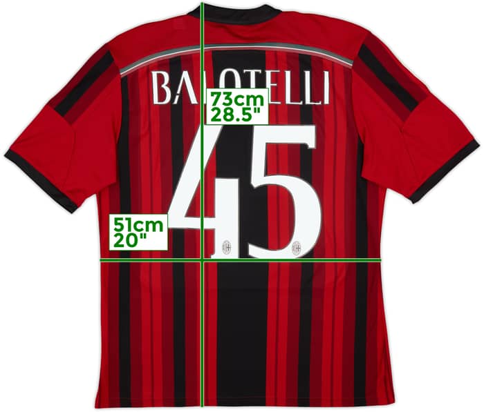 2014-15 AC Milan Home Shirt Balotelli #45 - 6/10 - (L)