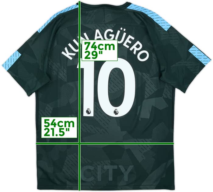 2017-18 Manchester City Third Shirt Kun Aguero #10 - 9/10 - (L)