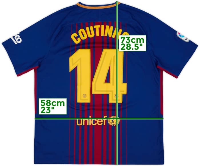 2017-18 Barcelona Home Shirt Coutinho #14 - 6/10 - (XL)