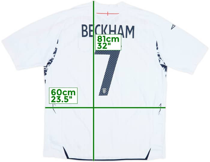 2007-09 England Home Shirt Beckham #7 - 6/10 - (XXL)