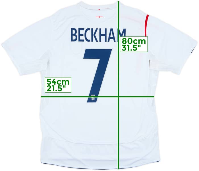 2005-07 England Home Shirt Beckham #7 - 6/10 - (XL)