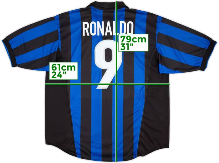 1998-99 Inter Milan Home Shirt Ronaldo #9 - 8/10 - (XL)