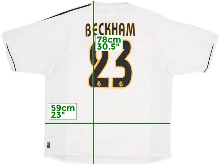 2003-04 Real Madrid Home Shirt Beckham #23 - 7/10 - (XL)