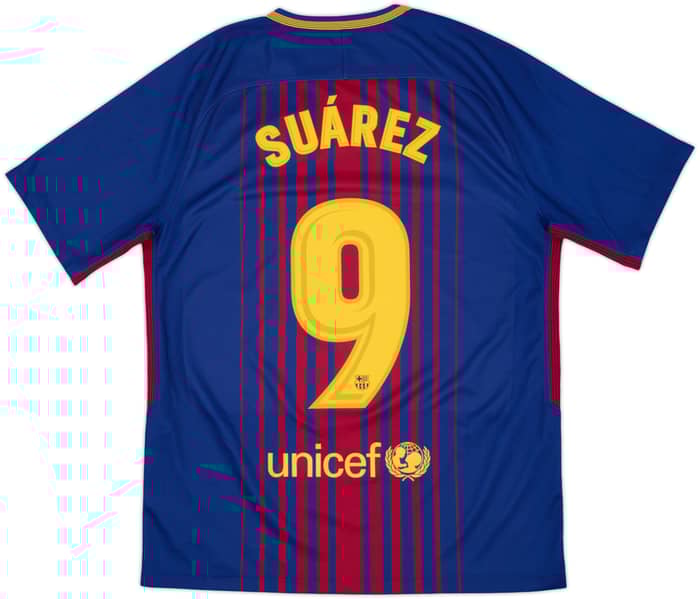 2017-18 Barcelona Home Shirt Suarez #9 - 8/10 - (M)