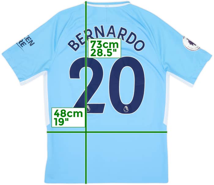 2017-18 Manchester City Home Shirt Bernardo #20 - 8/10 - (M)