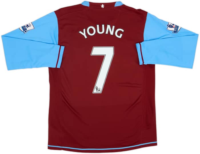 2007-08 Aston Villa Home L/S Shirt Young #7 - 8/10 - (M)