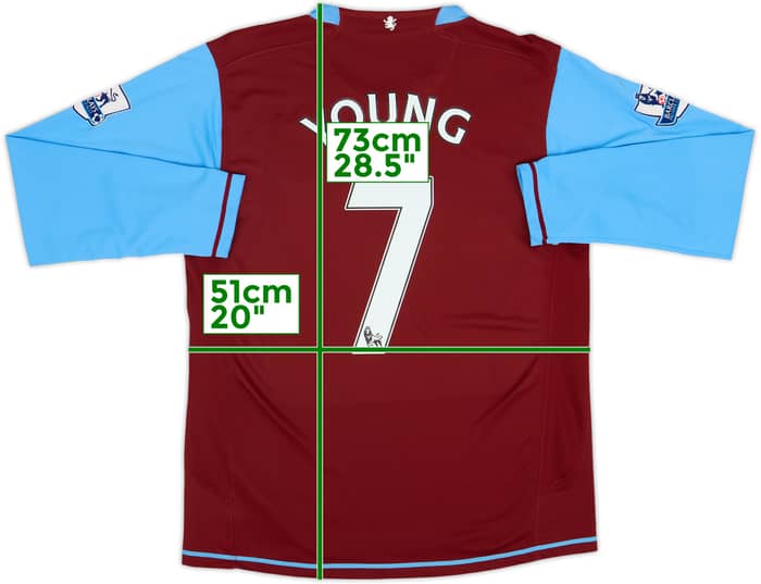 2007-08 Aston Villa Home L/S Shirt Young #7 - 8/10 - (M)