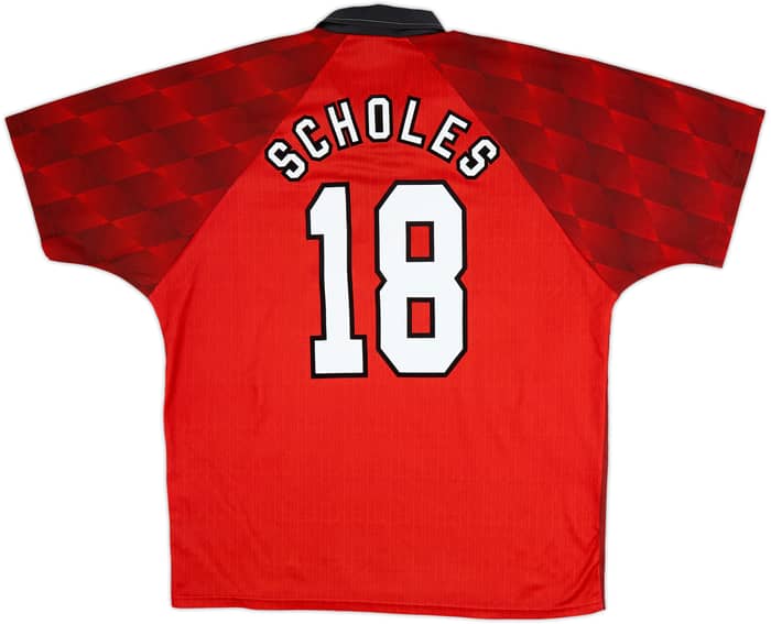 1996-98 Manchester United Camiseta Local Scholes #18 - 5/10 - (XL)