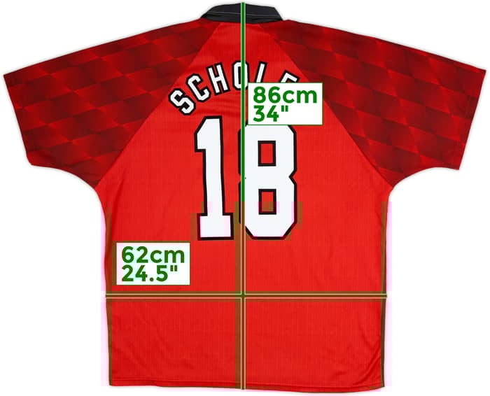 1996-98 Manchester United Camiseta Local Scholes #18 - 5/10 - (XL)