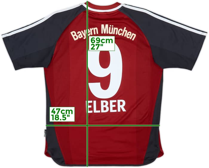 2001-02 Bayern Munich Home Shirt Elber #9 - 7/10 - (XL.Boys)