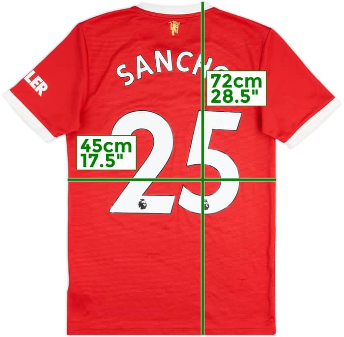 2021-22 Manchester United Home Shirt Sancho #25 - 7/10 - (S)