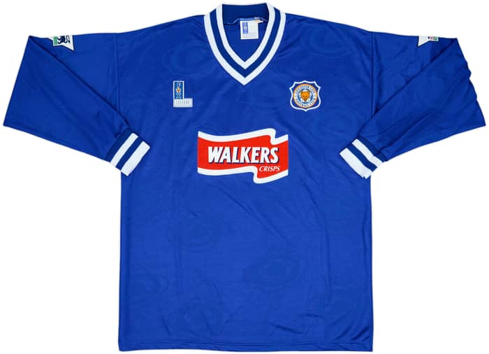 1996-98 Leicester Home L/S Shirt Lennon #7 - 9/10 - (L)