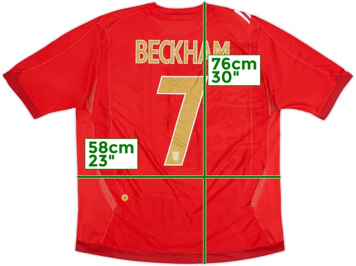 2006-08 England Away Shirt Beckham #7 - 6/10 - (XL)