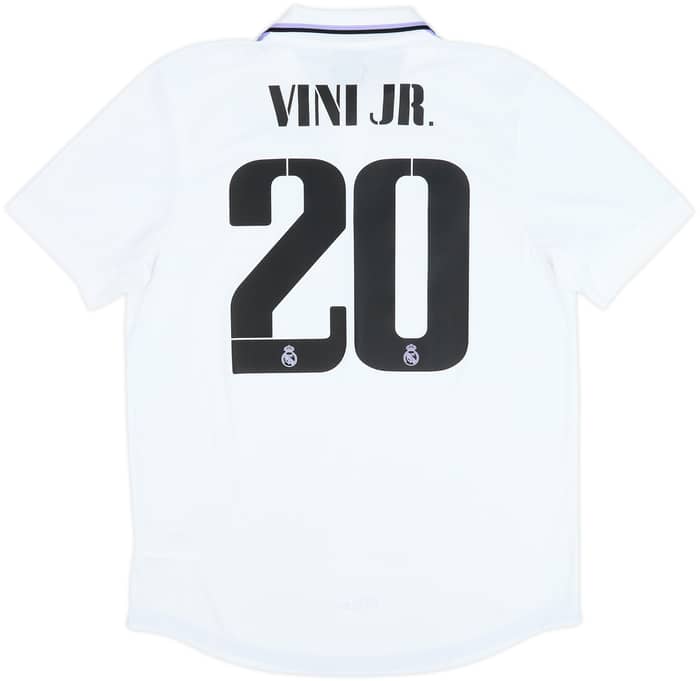 Camiseta de local auténtica del Real Madrid 2022-23 Vini Jr #20 - 10/10 - (L)