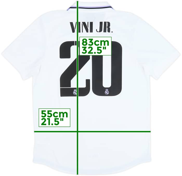 Camiseta de local auténtica del Real Madrid 2022-23 Vini Jr #20 - 10/10 - (L)