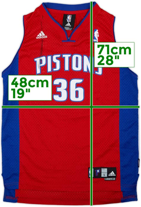 2006-08 Detroit Pistons Wallace #36 adidas Swingman Alternate Jersey - 6/10 - (L.Boys)