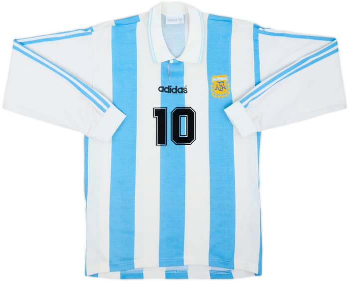 1994 Argentina Home L/S Shirt Maradona #10 - 9/10 - (S)