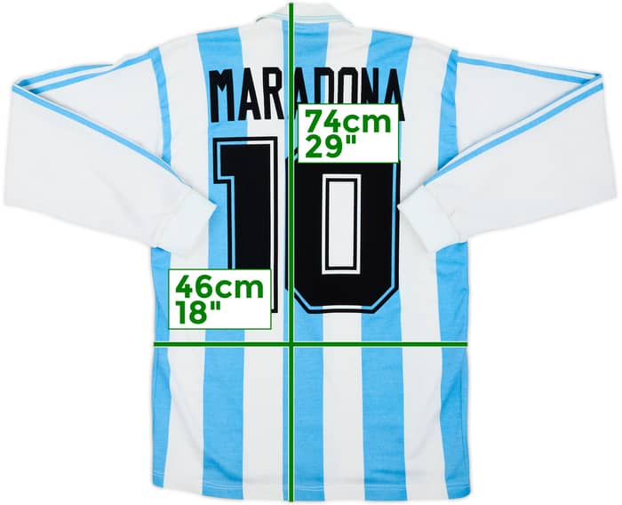 1994 Argentina Home L/S Shirt Maradona #10 - 9/10 - (S)