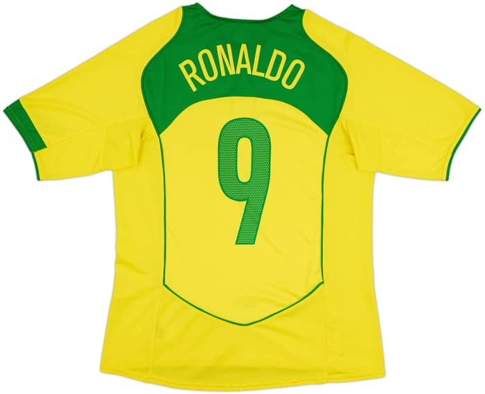 2004-06 Brazil Home Shirt Ronaldo #9 - 9/10 - (L)