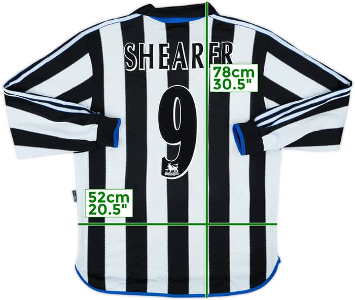 Camiseta L/S de local del Newcastle 1999-00 Shearer #9 - 8/10 - (L)