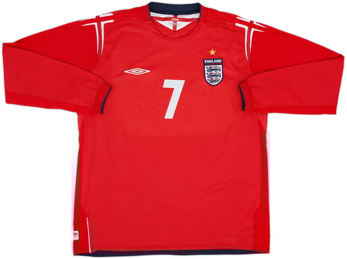 2004-06 England Away L/S Shirt Beckham #7 - 7/10 - (XL)