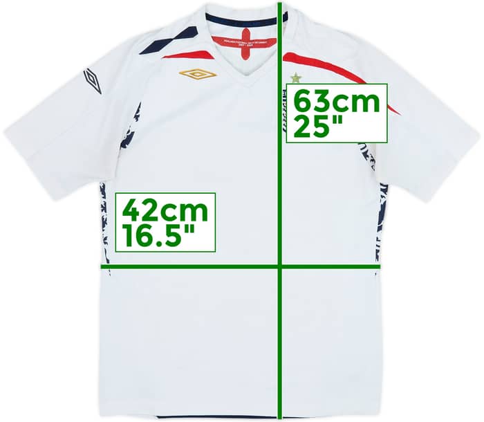 2007-09 England Home Shirt - 4/10 - (XL.Boys)