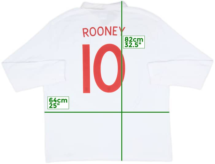 2010-11 England Home L/S Shirt Rooney #10 - 9/10 - (3XL)