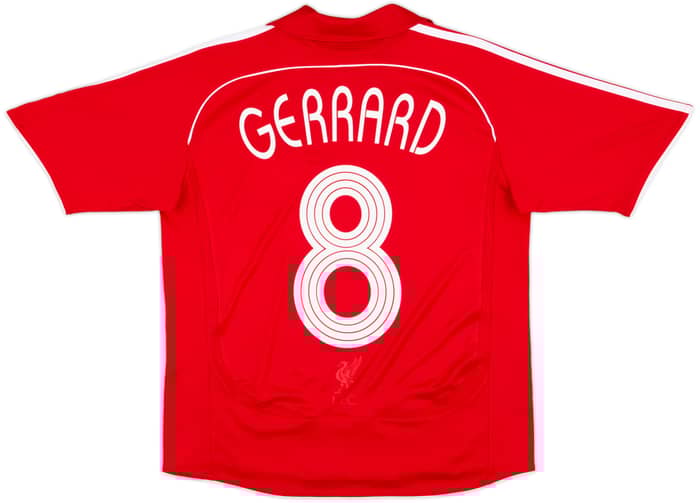 2006-08 Liverpool Home Shirt Gerrard #8 - 8/10 - (L.Boys)