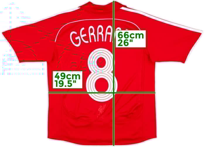 2006-08 Liverpool Home Shirt Gerrard #8 - 8/10 - (L.Boys)