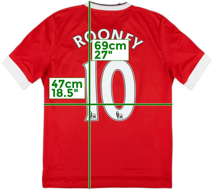 2015-16 Manchester United Home Shirt Rooney #10 - 7/10 - (XL.Boys)