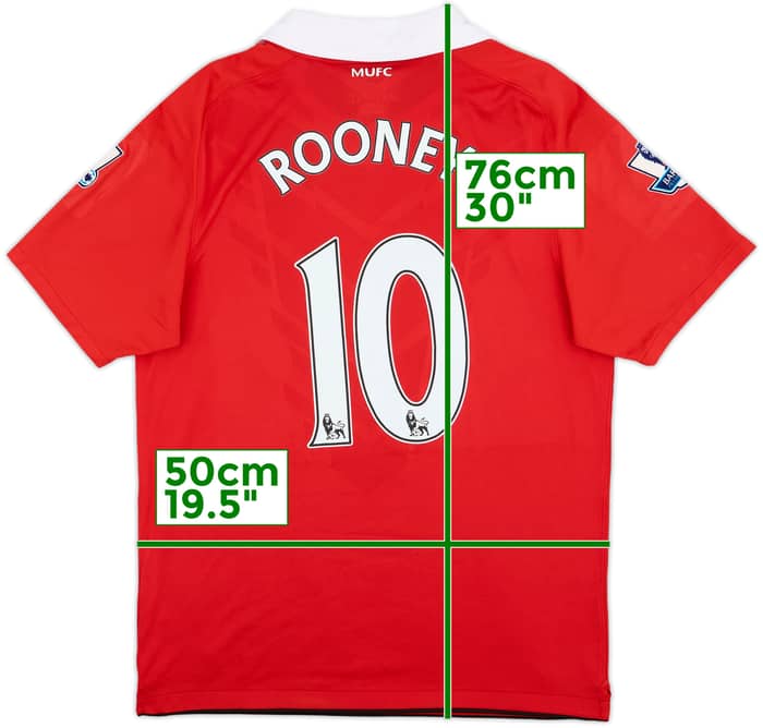2010-11 Manchester United Home Shirt Rooney #10 - 7/10 - (M)