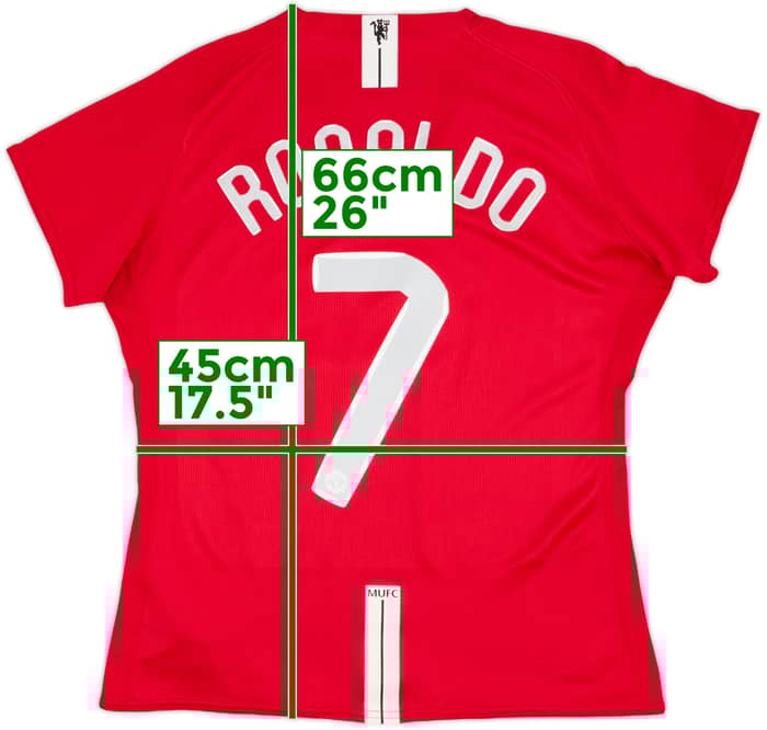 2007-09 Manchester United Home Shirt Ronaldo #7 - 9/10 - (Women's XL)