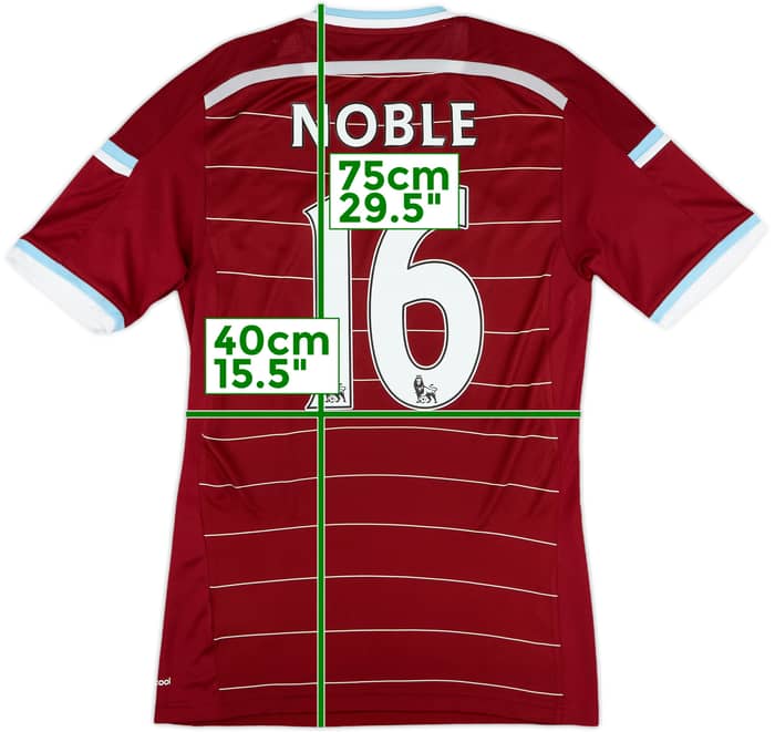 2014-15 West Ham Home Shirt Noble #16 - 9/10 - (S)