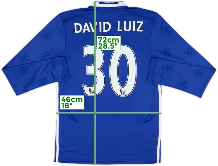 2016-17 Chelsea Home L/S Shirt David Luiz #30 - 8/10 - (S)