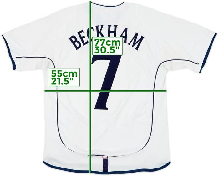 2001-03 England Home Shirt Beckham #7 - 5/10 - (M)