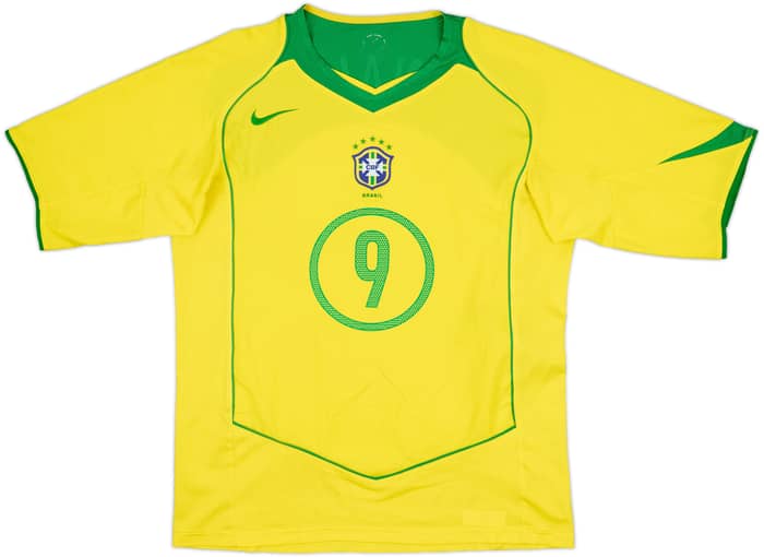 2004-06 Brazil Home Shirt Ronaldo #9 - 6/10 - (M)