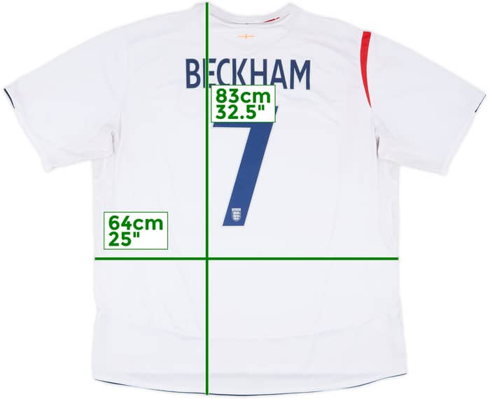 2005-07 England Home Shirt Beckham #7 - 7/10 - (3XL)