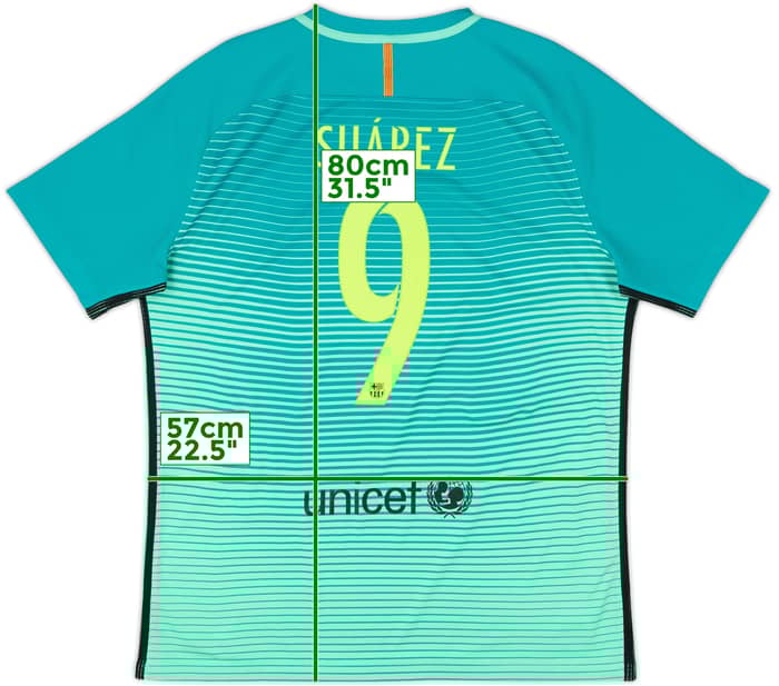 2016-17 Barcelona Authentic Third Shirt Suarez #9 - 8/10 - (XL)