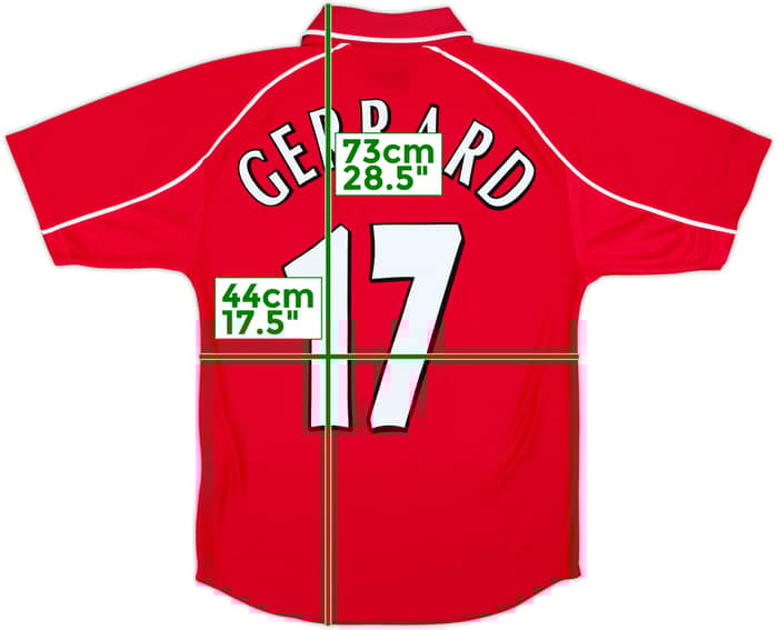 Camiseta de local del Liverpool 2000-02 Gerrard #17 - 6/10 - (Juvenil XL)