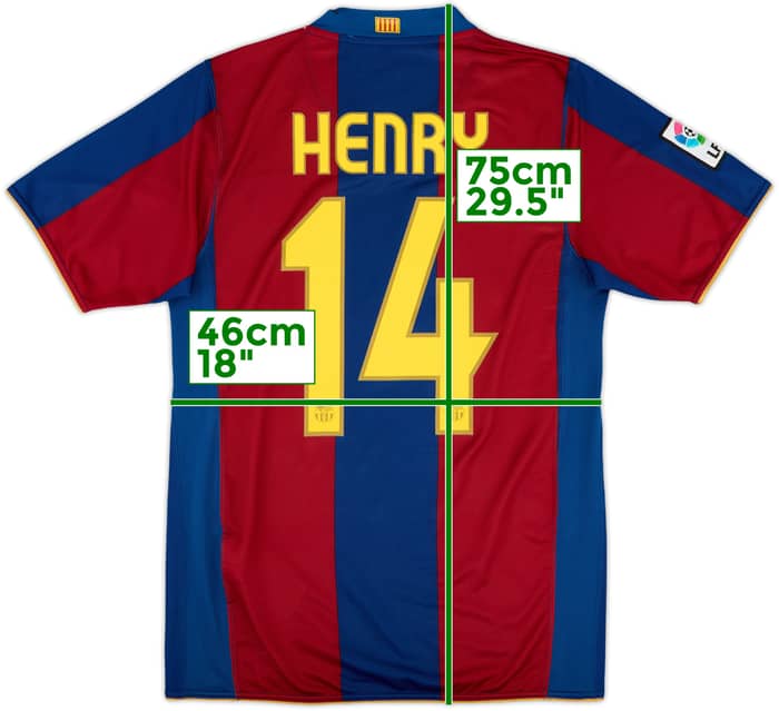2007-08 Barcelona Home Shirt Henry #14 - 6/10 - (S)