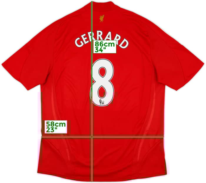 2008-10 Liverpool Home Shirt Gerrard #8 - 6/10 - (XL)