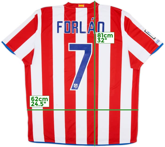 2008-09 Atletico Madrid Home Shirt Forlan #7 - 7/10 - (XXL)