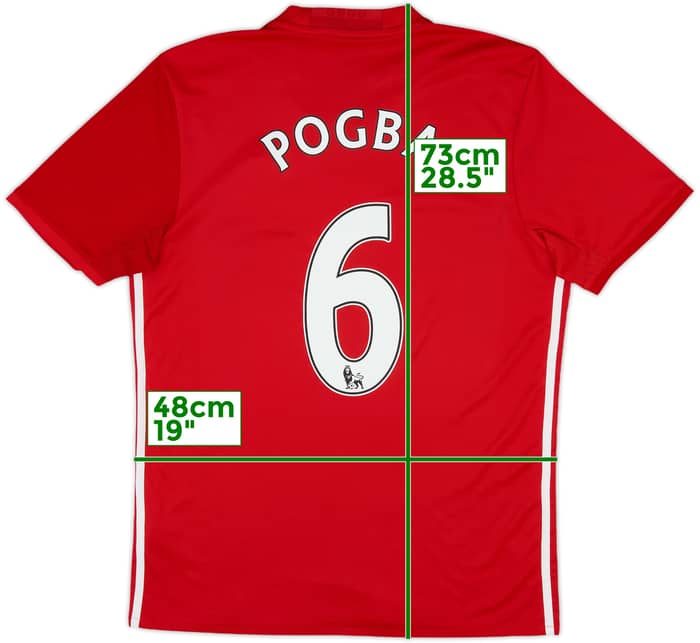 2016-17 Manchester United Home Shirt Pogba #6 - 9/10 - (M)