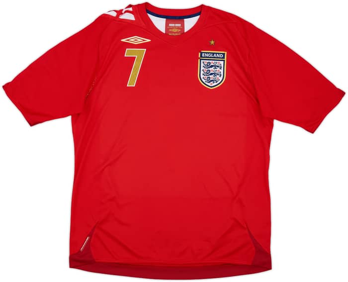 2006-08 England Away Shirt Beckham #7 - 6/10 - (L)