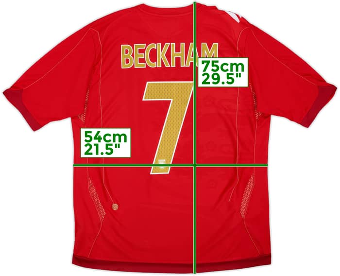 2006-08 England Away Shirt Beckham #7 - 6/10 - (L)