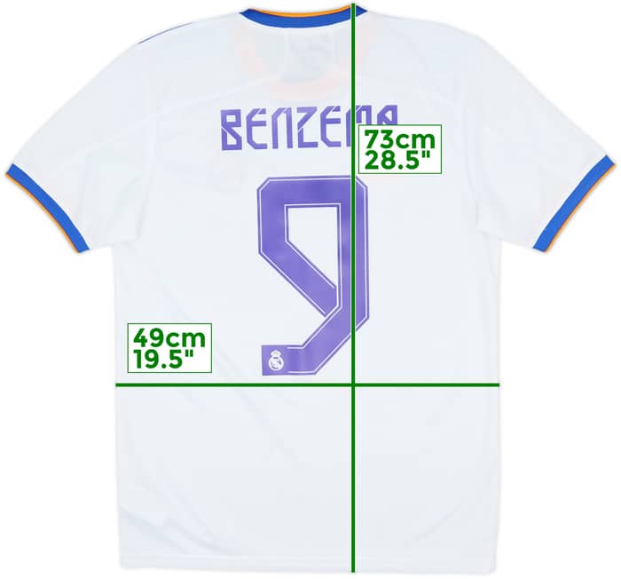 2021-22 Real Madrid Home Shirt Benzema #9 - 7/10 - (M)