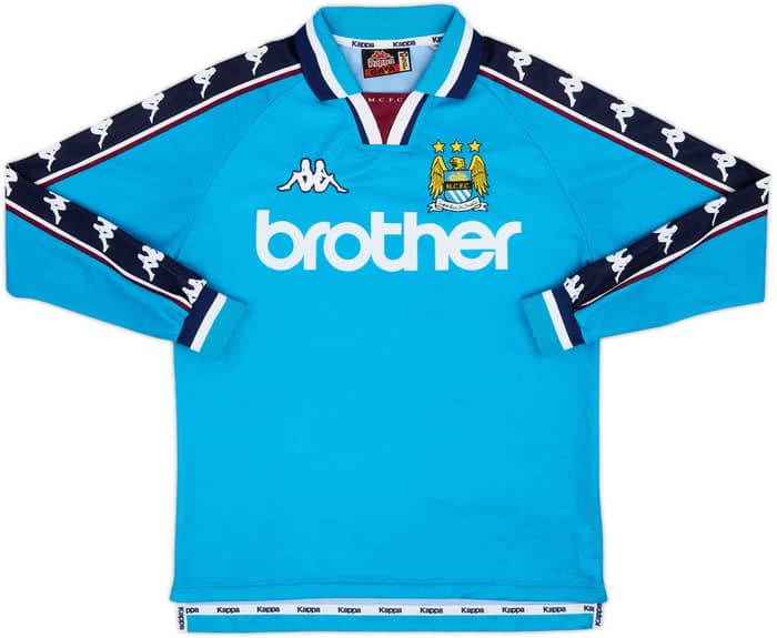 1997-99 Manchester City Home L/S Shirt - 8/10 - (XL.Boys)