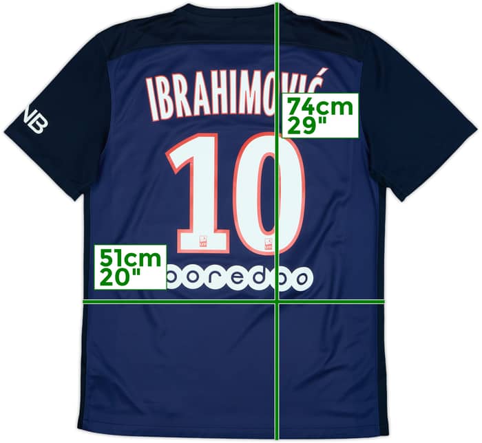 2015-16 Paris Saint-Germain Home Shirt Ibrahimovic #10 - 8/10 - (M)