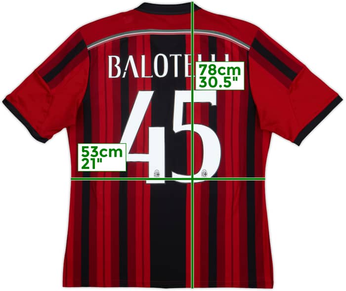 2014-15 AC Milan Home Shirt Balotelli #45 - 7/10 - (L)